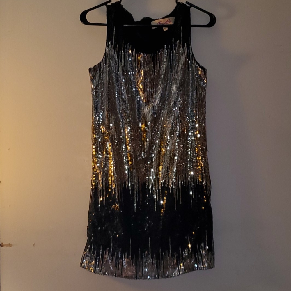Sequin party Dress Black Gold and Silver shiny!